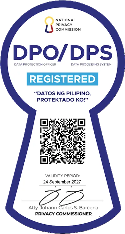 National Privacy Commission DPO/DPS Registered seal, valid until 24 September 2027
